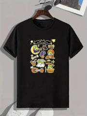 Men's Doodle Pattern T-shirt for Outdoor Activities
