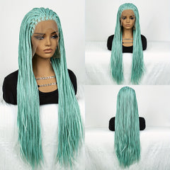 Colorful Lace Front Braided Wig Box Braid with Baby Hair Synthetic Hair Wig