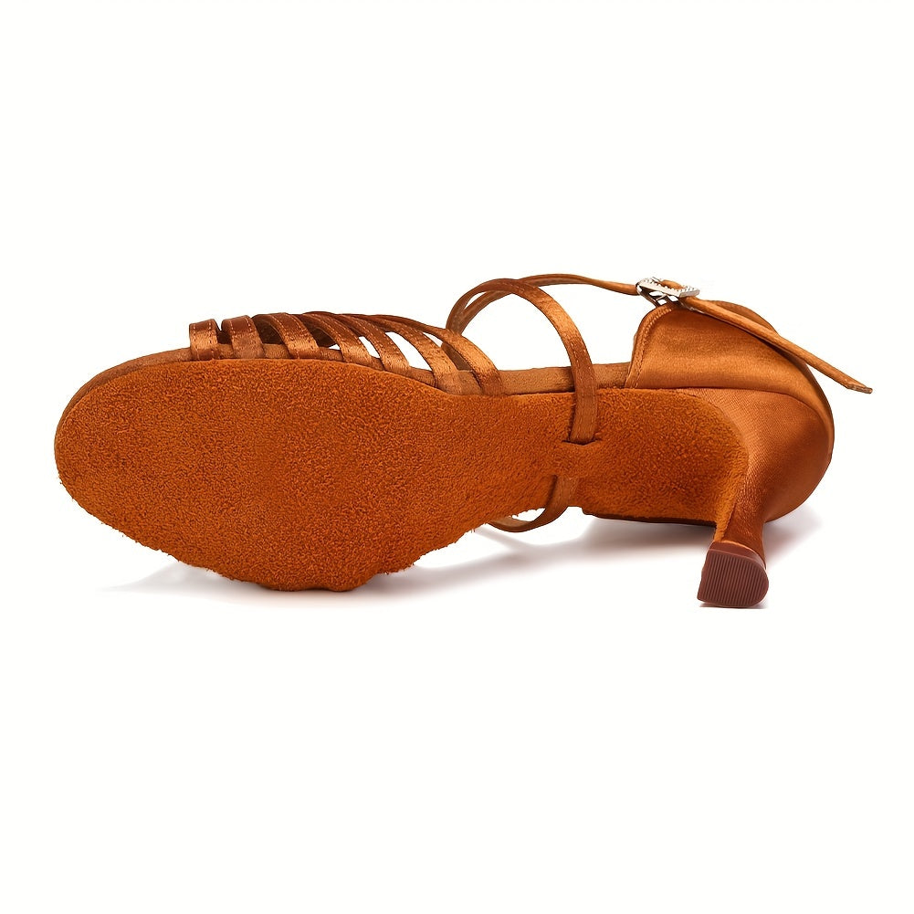 Stylish Latin Dance Shoes with Cross Straps & Medium Heel