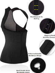 Tummy Control Body Shaper Tank Top Zipper Front Sleeveless