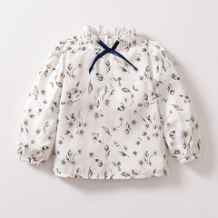 Girls Ruffle Collar Flowers Print Shirt Tops for 1-8 Years