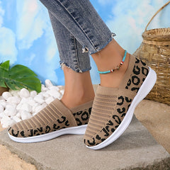 Leopard Print Slip-On Sneakers Lightweight Walking Shoes