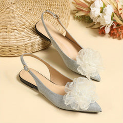 Women's Flower Decor Pointed Toe Flat Shoes