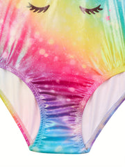 Girls Unicorn Tie Dye Long Sleeve Gymnastics Suit