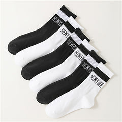 6 Pairs Letter Print Comfy Mid Tube Socks Women's Stockings