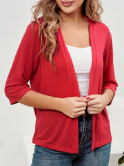 Basic Cardigan Women's Plus Plain Open Front Thin Cardigan