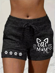 Cat Mom Drawstring Shorts for Women