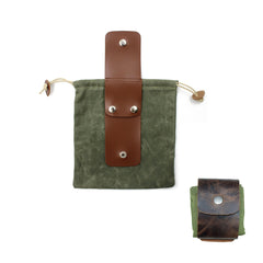 Bush Craft Belt Bag Foldable Canvas Fanna Pack With Leather Cover And Buckle