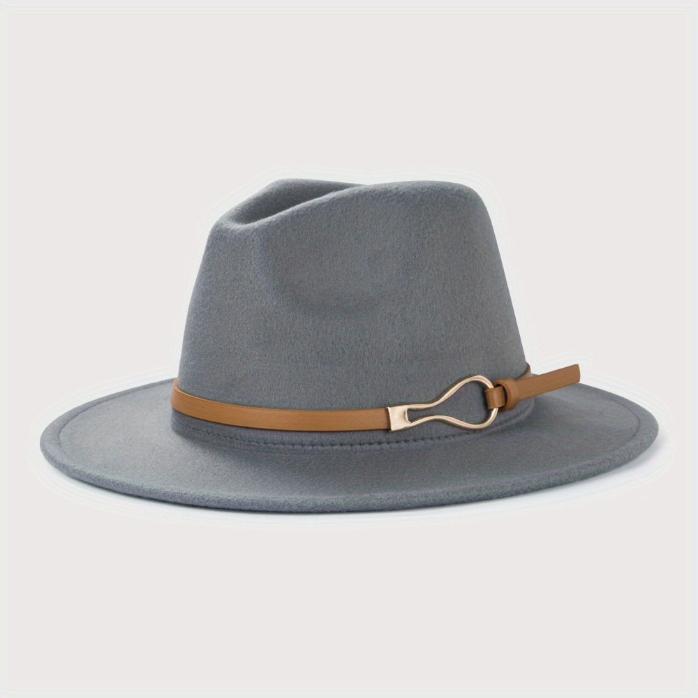 Retro Woolen Jazz Hat with Monochrome Belt