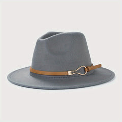 Retro Woolen Jazz Hat with Monochrome Belt