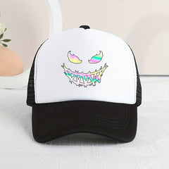 Devil Face Stitching Mesh Cap Sun Protection Breathable Cap