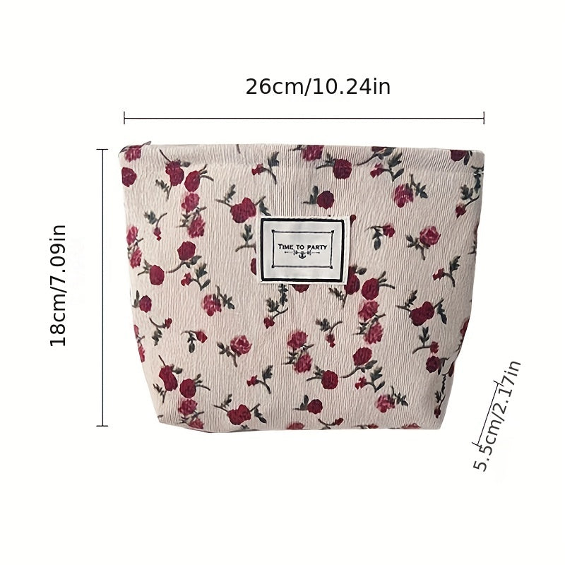Vintage Flower Makeup Bag Large Capacity Travel Toiletry Organizer