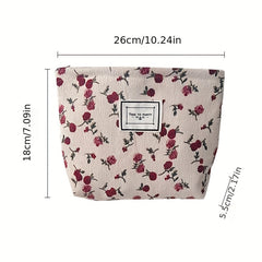 Vintage Flower Makeup Bag Large Capacity Travel Toiletry Organizer