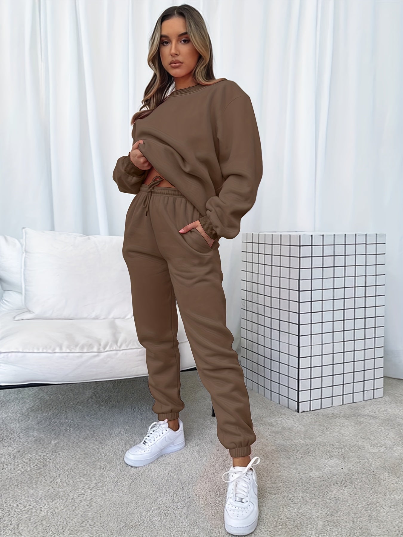 Casual Two-piece Set Long Sleeve Sweatshirt & Jogger Pants