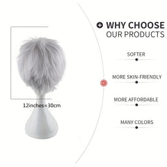 Men's 12in Anime Short Wig Cosplay Party Fiber Wig