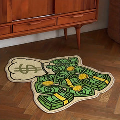 Fluffy Cartoon Money Carpet Bedroom Wool Mat Entrance Anti-slip