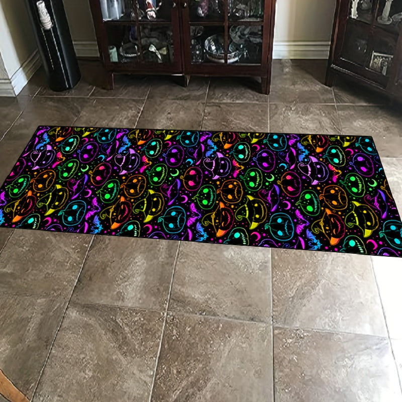 Spooky Halloween Skull Pattern Carpet Antifouling Anti Slip Washable