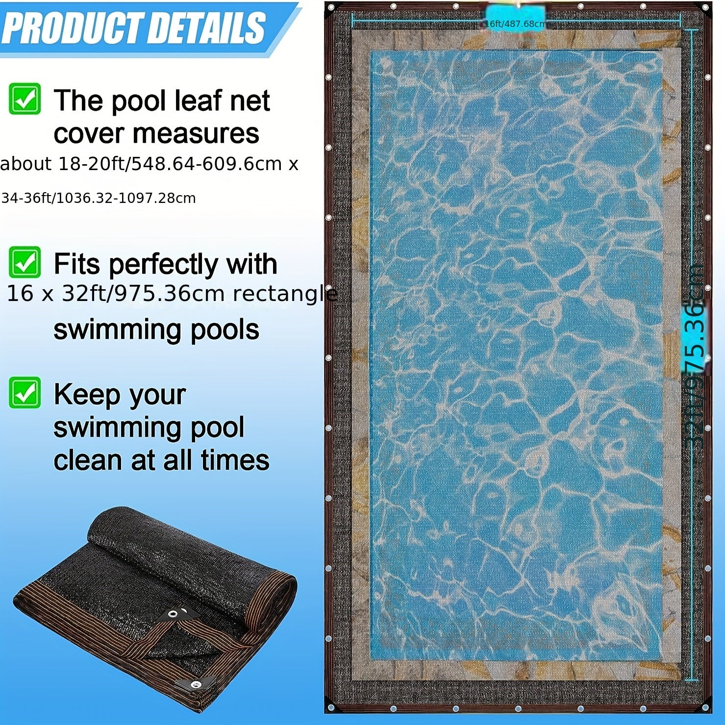 Pool Leaf Net Cover Fine Mesh Pool Screen Cover Pond Net