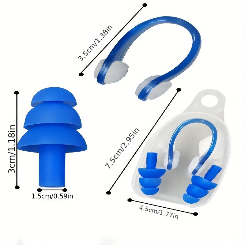 Silicone Earplugs Nose Clips Set for Swimming Diving