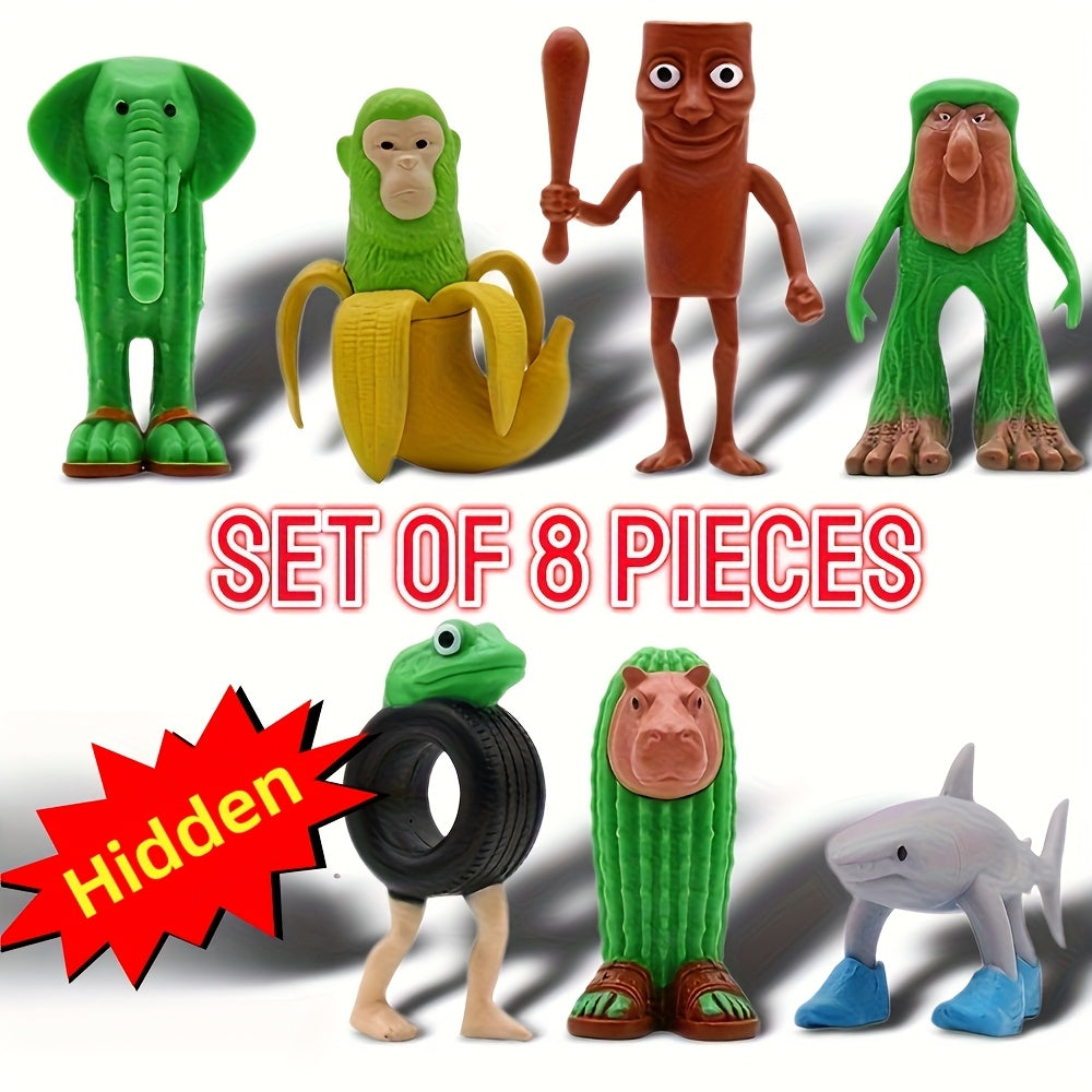 8pcs Italian Brainrot Plastic Toy Figures Desktop Ornaments