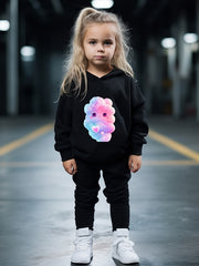 Cartoon Cloud Print Hoodies Pants Set Kids Spring Fall Sports Gift