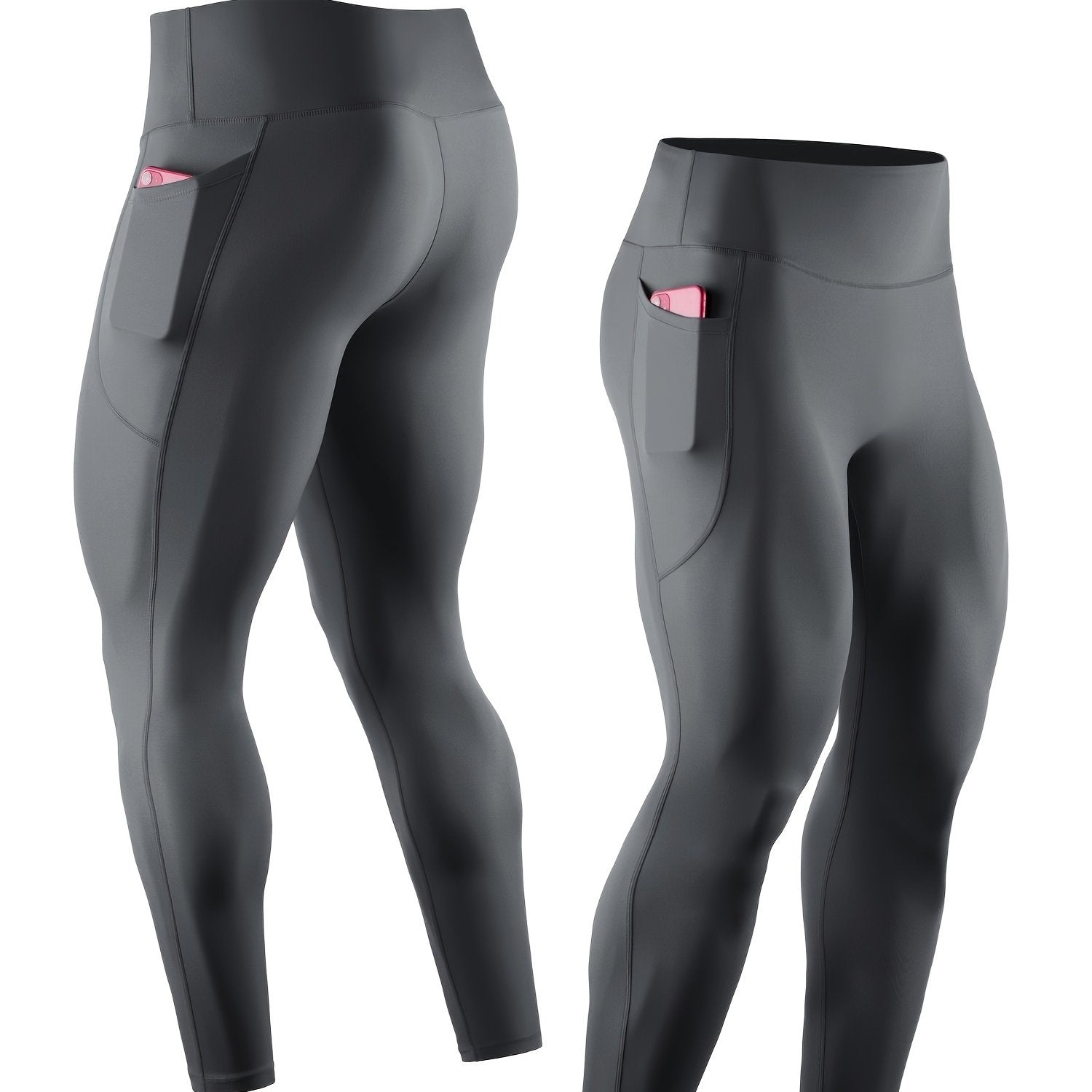 Men's Breathable Compression Leggings with Pocket for Outdoor Training