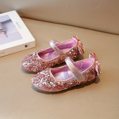 Girl's Sequin Bow Flat Dancing Shoes