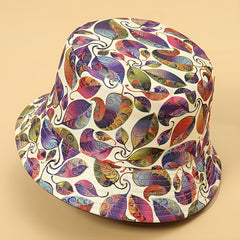 Graffiti Antique Leaf Print Windproof Bucket Hat