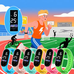 Youth Sports Watch 6pcs Set LED Digital Display Bracelet Unisex