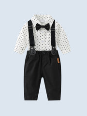 2pcs Baby Boys Polka Dot Long Sleeve Gentleman Outfit Clothes