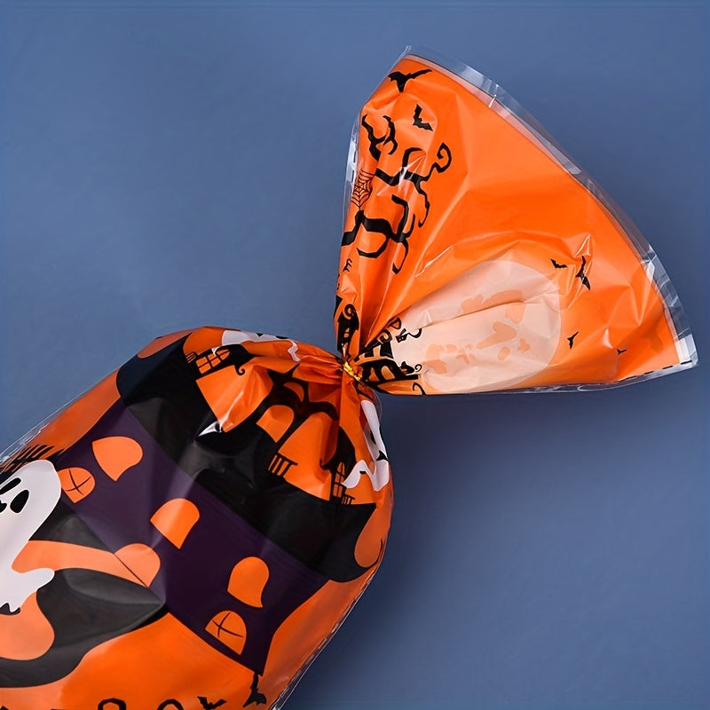 50pcs Halloween Baking Packaging Bag Self adhesive Bag with Wire Ties