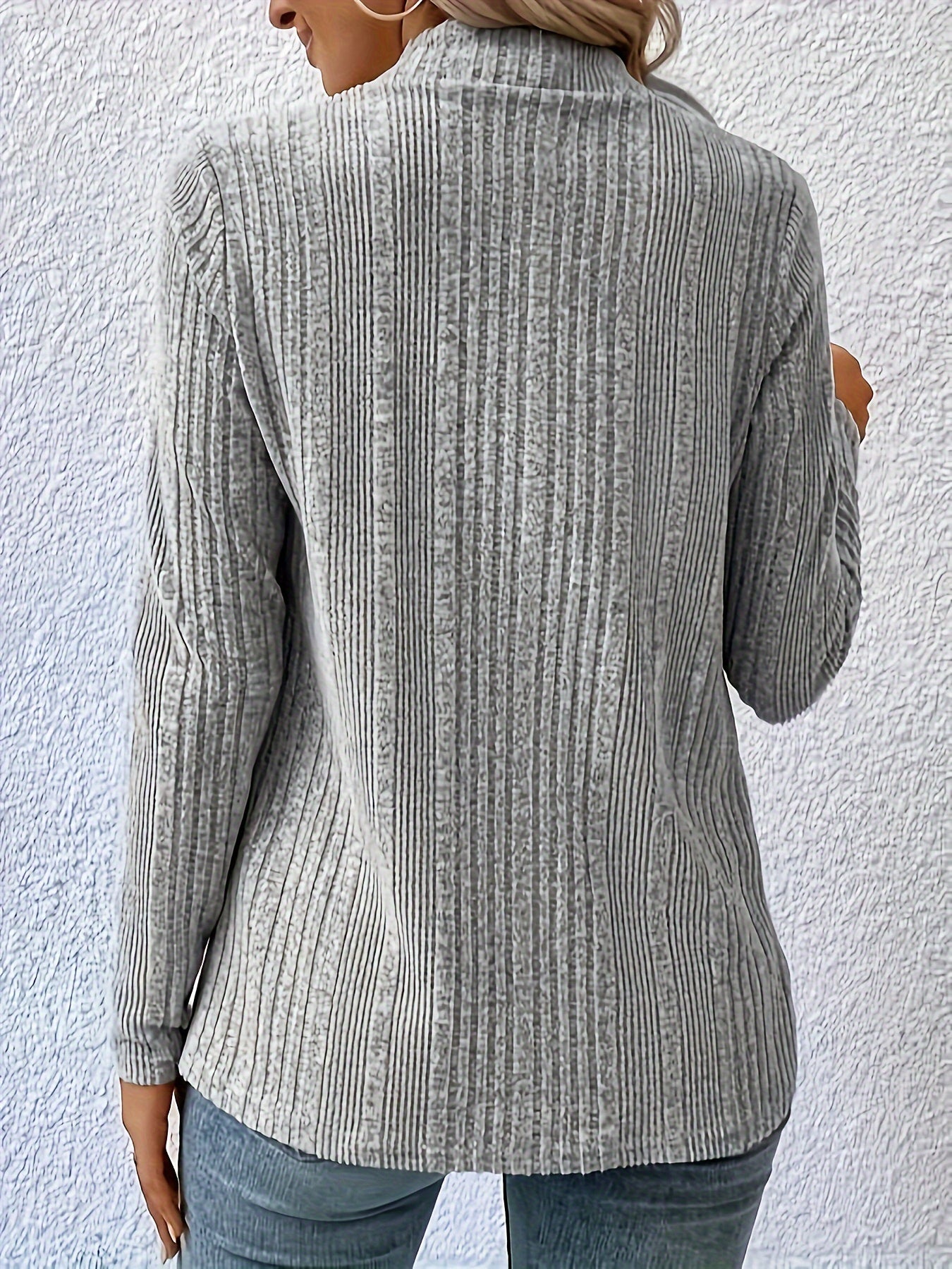 Ribbed Waterfall Collar Cardigan