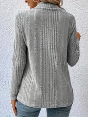 Ribbed Waterfall Collar Cardigan