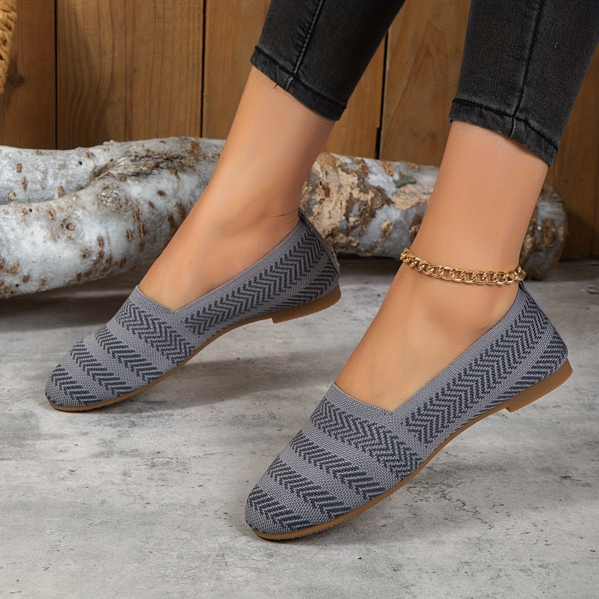 Women's Knit Ballet Flats Soft Sole Shoes Casual Wear Walking Shoes