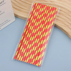25pcs Glossy Spiral Stripes Paper Straws Disposable Drinking Straws