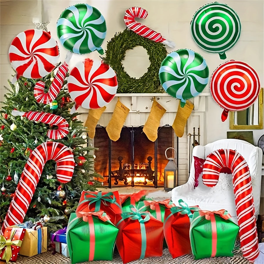 Christmas Candy Windmill Cane Balloon Set