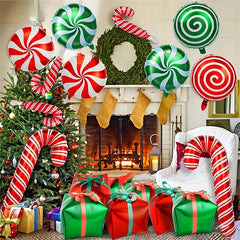 Christmas Candy Windmill Cane Balloon Set