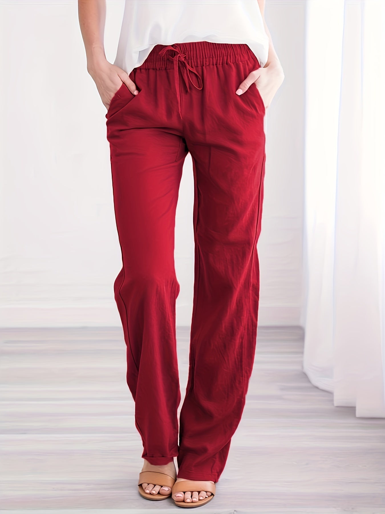 Drawstring Waist Pants Casual Women's Clothing