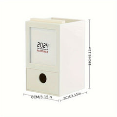 Creative Pen Holder Desk Calendar Office Desktop Storage Box