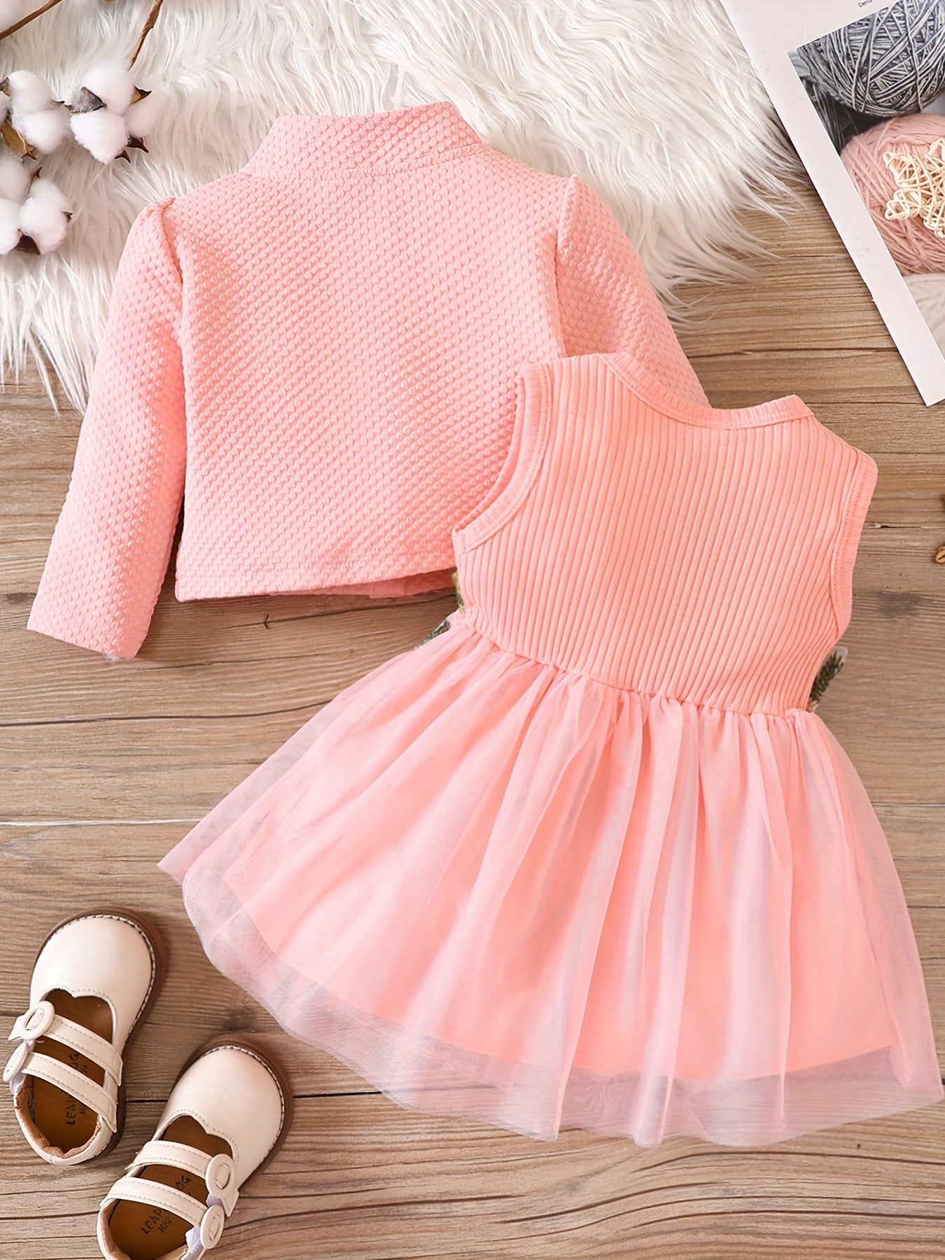 Baby Toddler Sleeveless Dress & Button Down Coat Set