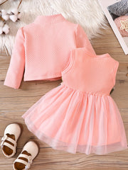 Baby Toddler Sleeveless Dress & Button Down Coat Set