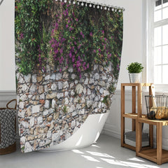 Flower Wall Shower Curtain Waterproof Bathroom Partition