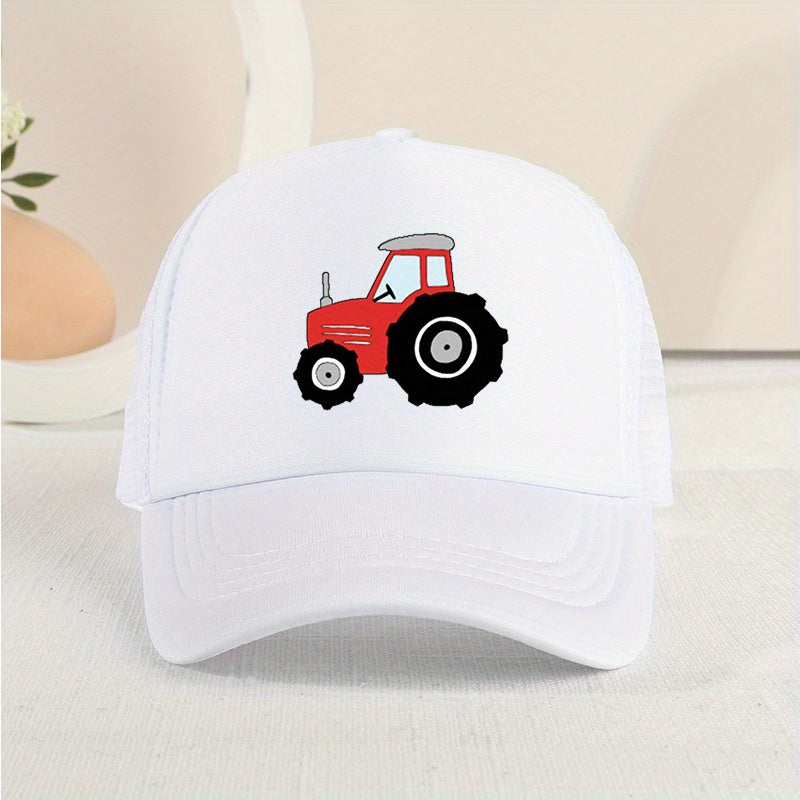 Cartoon Tractor Mesh Cap Sun Protection for Kids
