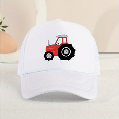 Cartoon Tractor Mesh Cap Sun Protection for Kids