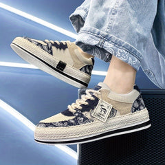 Men's Canvas Skate Shoes Lightweight Lace Up Non Slip Sneakers