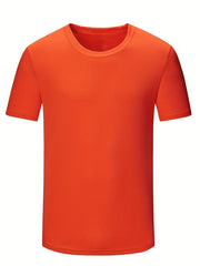 Solid Crew Neck Short Sleeve T shirts Quick Drying Moisture Wicking Breathable