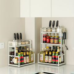 2 Tier Spice Rack Organizer with Holder and Hooks