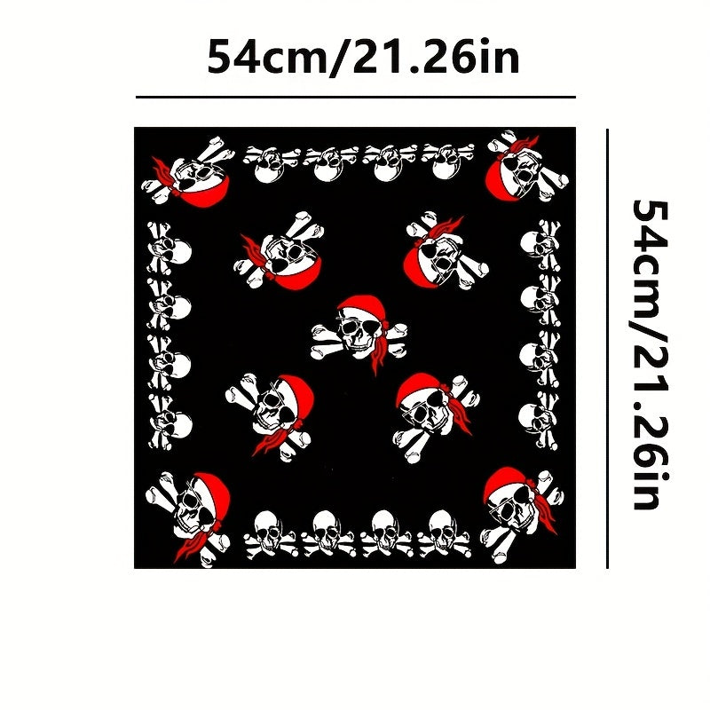Skull Pattern Square Headscarf for Hip Hop Outdoor Sports