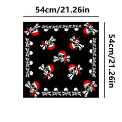 Skull Pattern Square Headscarf for Hip Hop Outdoor Sports