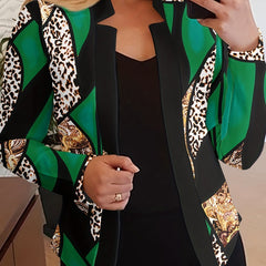 Casual Leopard & Paisley Print Blazer Women's Plus